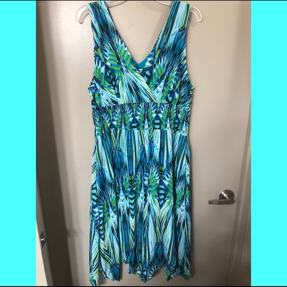 Blue and Green Summer Dress
